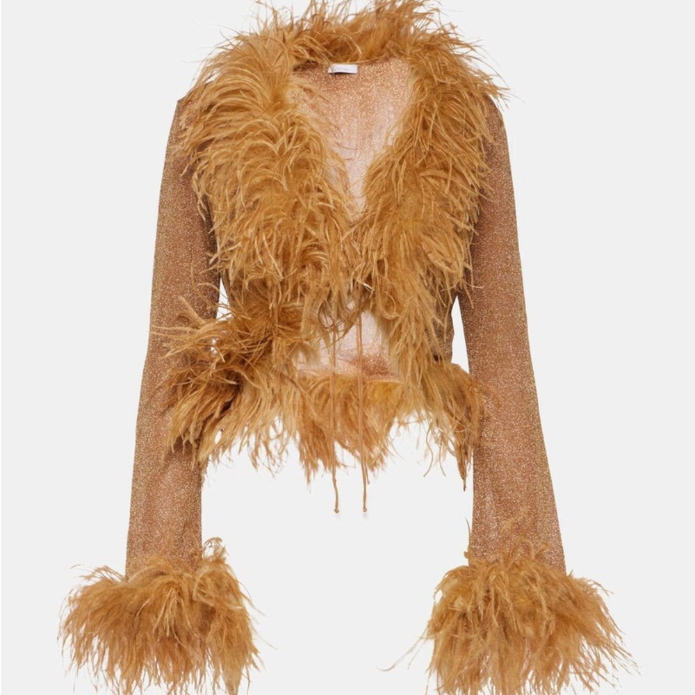 Oseree Oséree Lumiére feather-trimmed top and pants.
Pants sz S top sz S/M